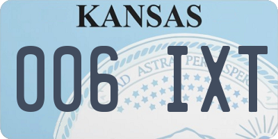 KS license plate 006IXT