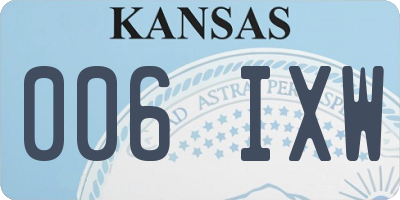 KS license plate 006IXW