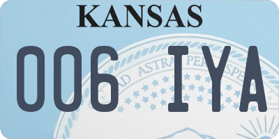 KS license plate 006IYA