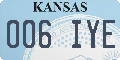 KS license plate 006IYE