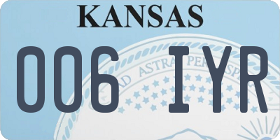 KS license plate 006IYR