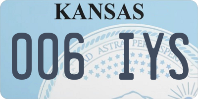 KS license plate 006IYS