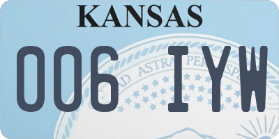 KS license plate 006IYW