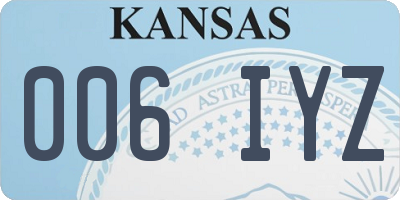 KS license plate 006IYZ