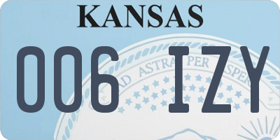 KS license plate 006IZY