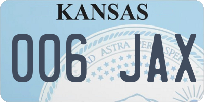 KS license plate 006JAX