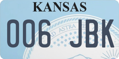 KS license plate 006JBK