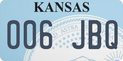 KS license plate 006JBQ