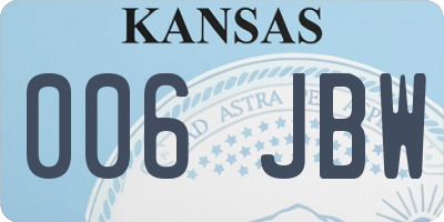 KS license plate 006JBW