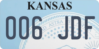 KS license plate 006JDF