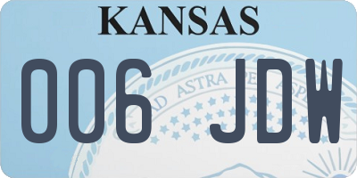 KS license plate 006JDW