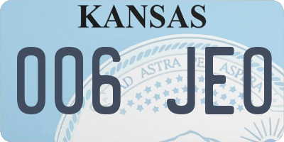 KS license plate 006JEO