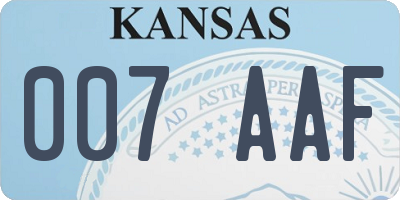 KS license plate 007AAF