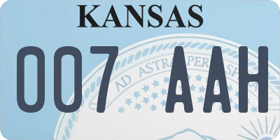 KS license plate 007AAH