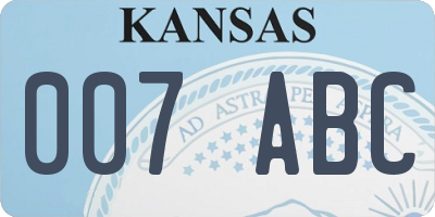 KS license plate 007ABC