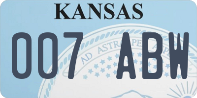 KS license plate 007ABW