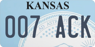 KS license plate 007ACK