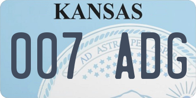 KS license plate 007ADG