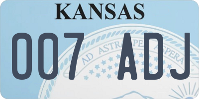 KS license plate 007ADJ