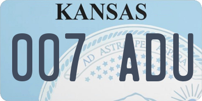 KS license plate 007ADU