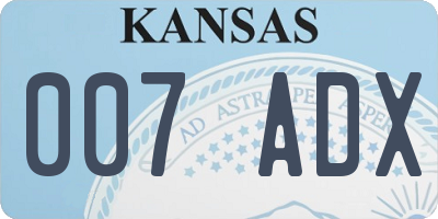 KS license plate 007ADX