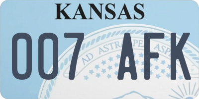 KS license plate 007AFK