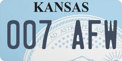 KS license plate 007AFW