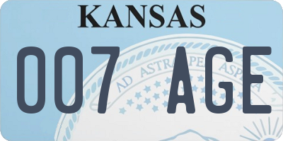 KS license plate 007AGE