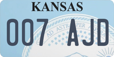 KS license plate 007AJD