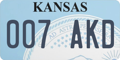KS license plate 007AKD