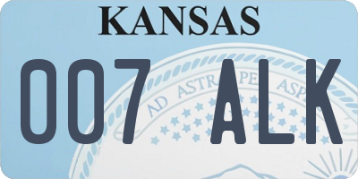 KS license plate 007ALK