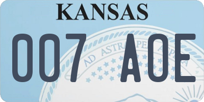 KS license plate 007AOE