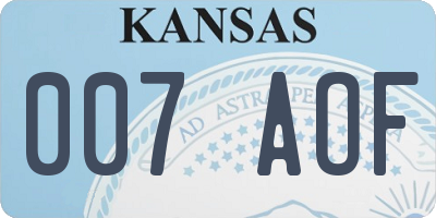 KS license plate 007AOF
