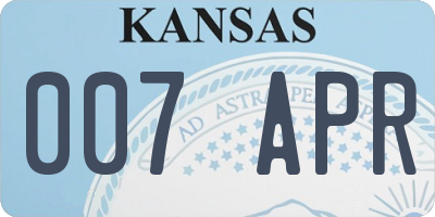 KS license plate 007APR