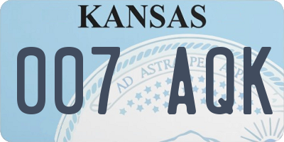 KS license plate 007AQK