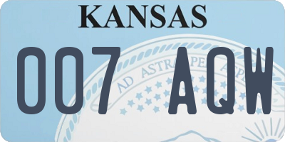 KS license plate 007AQW