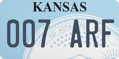 KS license plate 007ARF