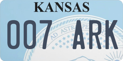 KS license plate 007ARK