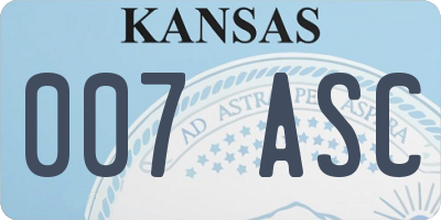 KS license plate 007ASC