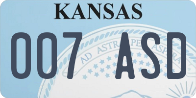 KS license plate 007ASD