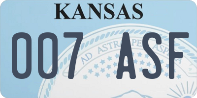 KS license plate 007ASF