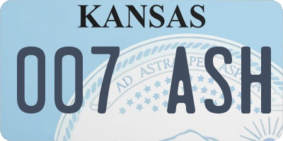 KS license plate 007ASH