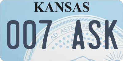KS license plate 007ASK