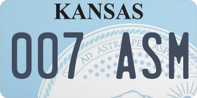 KS license plate 007ASM