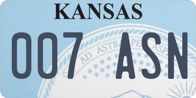 KS license plate 007ASN