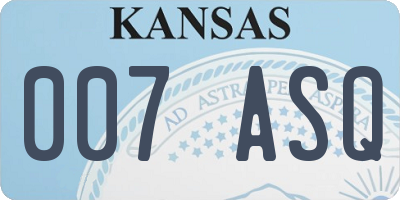 KS license plate 007ASQ