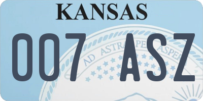 KS license plate 007ASZ