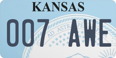 KS license plate 007AWE