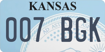 KS license plate 007BGK