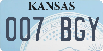 KS license plate 007BGY